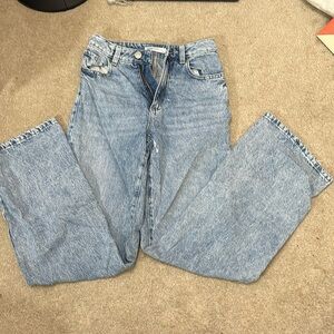 Blue wide leg jeans